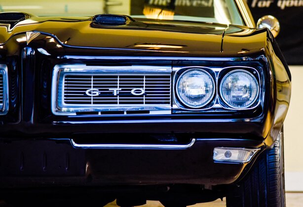 close-up of headlights of a pontiac GTO